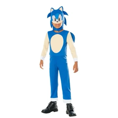 Imagen de Rubie&#039;s Disfraz de Sonic, The Hedgehog oficial Sonic azul con pasamontañas máscara acolchada, talla 5 6 años, para los fanáticos del héroe, videojuego Séga el erizo supersónico