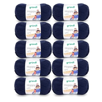 Imagen de Gründl Happy Uni, 10 Knäuel à 100 g (Hilo de Lana para Tejer y Hacer Ganchillo, antipilling, 250 m, tamaño Aguja: 4 5, x g), Azul Marino, 100% poliacrílico, One Size, 1000