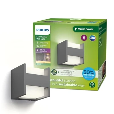 Imagen de Philips Lighting Aplique pared Exterior Ultraeficiente Arbour, 3.8W, 2700K, Antracita, resistente intemperie IP44