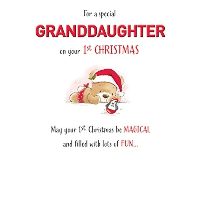Imagen de Bonita tarjeta de Navidad para nieta la 1ª 7 x 5 pulgadas Piccadilly Greetings
