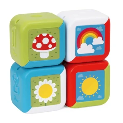Imagen de Chicco Cubos Multiactividad 2en1, Set de 4 Bloques Animales Coloridos, Apilables para Diversión Sensorial, Actividades Manuales y Lógicas, Juguete Niños, 10 36 Meses.