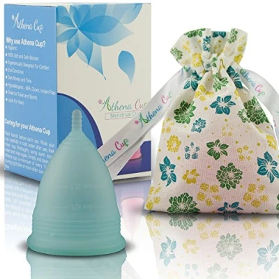 Imagen de Athena copa menstrual La más recomendada Incluye una bolsa de regalo Talla 1, Azul transparente ¡Ausencia pérdidas garantizada!