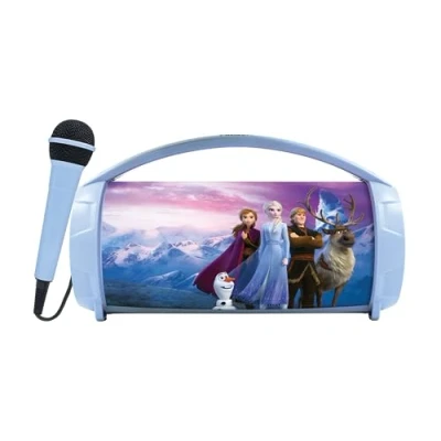 Imagen de Lexibook, Frozen, Altavoz Luminoso inalámbrico con micrófono, Sonido estéreo, Función Karaoke, Puertos USB y para Tarjetas SD, Batería Recargable, Azul/Morado, BTP585FZZ