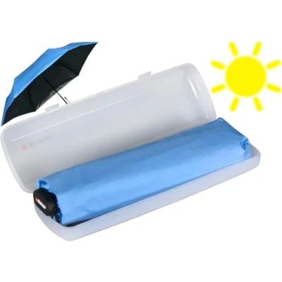 Imagen de Knirps Paraguas de bolsillo US.050 Ultra Light Slim Manual con protección UV y calor en estuche azul negro