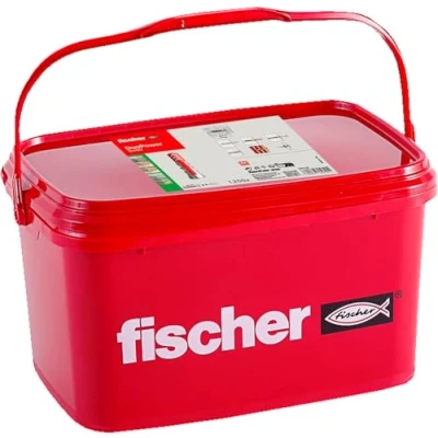 Imagen de fischer Duopower 8 x 40, Tacos universales, potentes de 2 componentes, plástico para Fijar al hormigón, Placas Yeso y Mucho más, sin Tornillos, en Cubo Reutilizable, 1200 Piezas