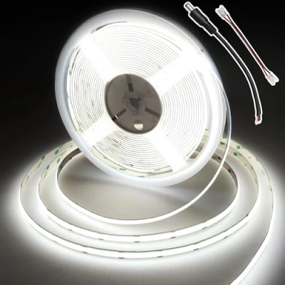 Imagen de BERIXDEEP Tira LED COB 10M, Blanco Natural con 384LEDs/m, Ancho 8mm, CRI 90+, Tiras Regulable DC24V para Dormitorio, Cocina, Espejo (sin Fuente de Alimentación), 6000K