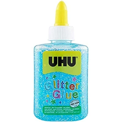 Imagen de UHU Purpurina Botella de pegamento (88,5 ml), color azul claro