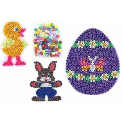 Imagen de Hama Midi Juego de 26 placas para bolígrafo Pascua, huevo, conejito, polluelos e instrucciones planchado en bolsa
