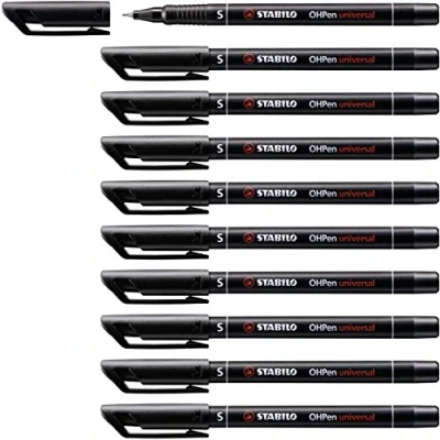 Imagen de Marcador permanente STABILO OHPen Caja con 10 unidades Color negro Punta superfina