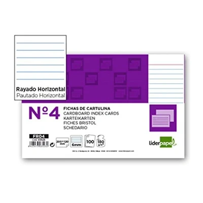 Imagen de Liderpapel Ficha Rayada Nº 4 125X200Mm Paquete De 100 180 g/m²