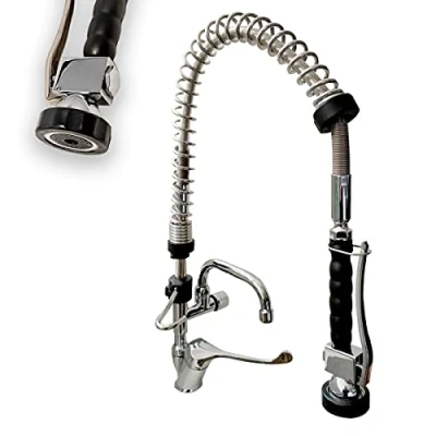 Imagen de GOLDMAN SERVICE Grifo monomando extensible rociador ducha para fregadero de cocina uso hogar y profesional, con alcachofa muelle flexo negra pulverizadora