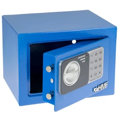 Imagen de HMF 46126 05 caja fuerte pequeña con cerradura de combinación, para muebles, 23 x 17 cm, color azul