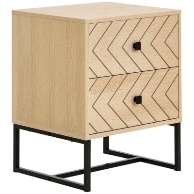 Imagen de HOMCOM Mesita de Noche con 2 Cajones Cajonera Madera para Dormitorio Armario Almacenamiento 48x39,5x60 cm