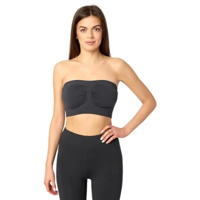 Imagen de Merry Style Bandeau Top Deportivo Bra Sin Tirantes Ropa Verano Mujer 06 161(Grafito, M L)
