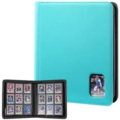 Imagen de ProCase Álbum de Cartas Coleccionables, para 324 Toploaders con 36 Páginas Carpeta Cremallera Colección Tarjetas Azul