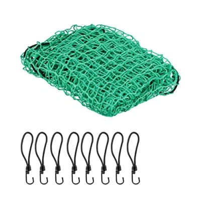 Imagen de Relaxdays Anhängernetz 2 x 3 m Red Remolque, 8 Ganchos, Marcas en Esquinas, Cuerda de Goma, Fijación Carga, Malla Cobertura, Verde, Caucho