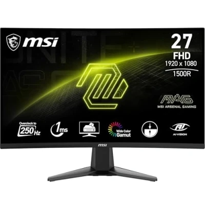 Imagen de MSI mag 27C6X Monitor Curvo Gaming 27 Pulgadas FHD, 1500R 1920 x 1080 VA Panel, 250 Hz(OC) / 1ms, Adaptive Sync, DP 1.2a, HDMI CEC