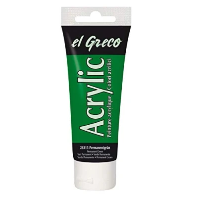 Imagen de KREUL 28315 El Greco Acrílico, tubo de 75 ml en verde permanente, pintura acrílica brillante alta pigmentación calidad estudio, pintable como mantequilla, para empaste