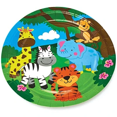 Imagen de Baker Ross FX101 Platos de Cartón Animales la Selva Juego 10, decoración cumpleaños para niños