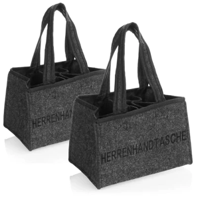 Imagen de COM FOUR® Bolsa para 2 Botellas de Fieltro con Asas Bebidas Portabebidas 6 Plegable piezas (02 bolso hombre)