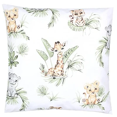 Imagen de TupTam Funda para Cojin con Diseño Decorativo Niños, Safari/León/Marrón/Hojas/Verde, 40 x cm
