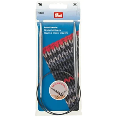 Imagen de Prym Agujas Circulares MS 60 cm 7,00 mm Plata, Latón, Plateado, 7,0