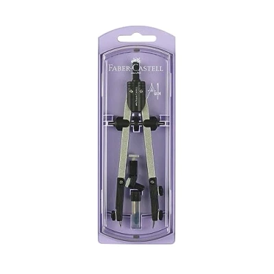 Imagen de Faber Castell 32722 8 L P Compás de Ajuste Rápido con Tornillo Central Articulaciones en Ambos Brazos y Accesorios Recambio Color Lavanda Pastel