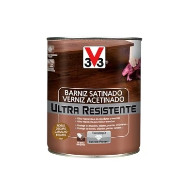 Imagen de V33 Barniz ultra resistente satinado roble oscuro 0,75l