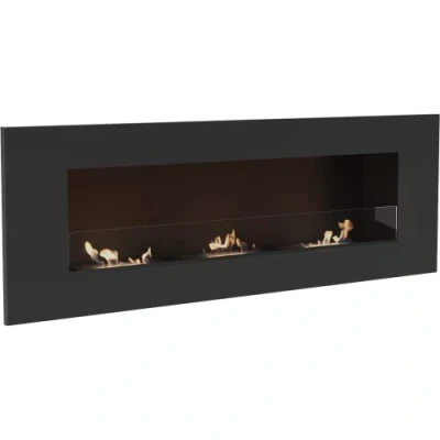 Imagen de KRATKI Delta 3 Chimenea de Interior Bio Etanol para instalación en Pared o empotrada l Recipiente orgánico 0,6 l, Certificado TÜV Acero, acristalamiento, 40 x 120 cm, Negro