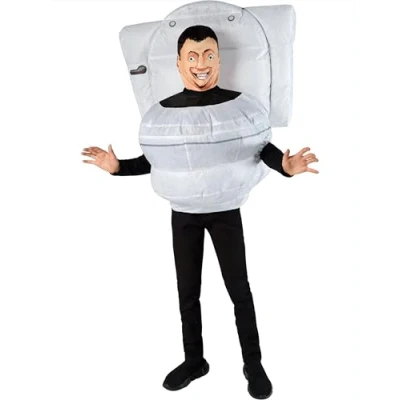 Imagen de Rubies Disfraz Skibidi Toilet para niños y niñas, Traje inflable con ventilador máscara, Licencia Oficial Toilet, Retrete, Talla única Carnaval, fiestas