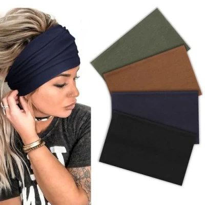Imagen de DRESHOW Diadema de Pelo Anchas Mujer Deporte Yoga Correr Elástico Antideslizantes Cinta para El Headband Accesorios 4 Piezas