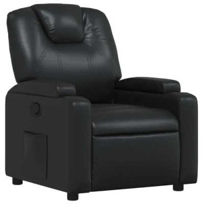 Imagen de vidaXL Sillón Reclinable, Silla con Respaldo Reposabrazos, de Televisión Relax Descanso, Asiento para Salón, Cuero Sintético Negro
