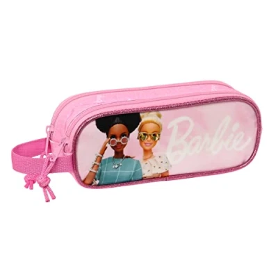 Imagen de Safta BARBIE GIRL Portatodo Doble Niño, Estuche Infantil, Ideal para Niños de 5 a 14 Años, Cómodo y Versátil, Calidad Resistencia, 21x6x8 cm, Color Rosa