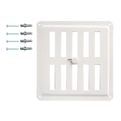 Imagen de Rejilla de Ventilación Ajustable Hecho Acero Galvanizado, Salida Aire Regulada con Recubrimiento Polvo Blanco RAL 9016, Difusor Metal Apertura y Cierre. (14.5 x 15 cm)