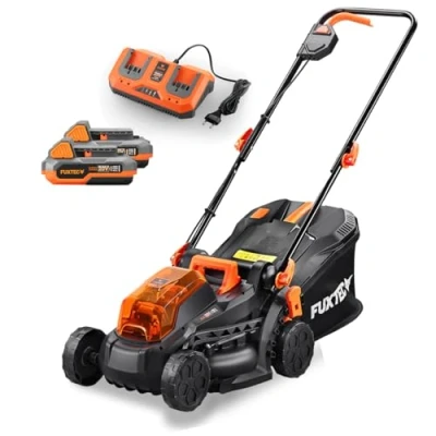 Imagen de Cortacésped de batería Fuxtec FX E1RM20 40Volt (2x20V) Set con 2 baterías y Cargador 33cm Ancho Corte / 35L Bolsa Recogida Hierba