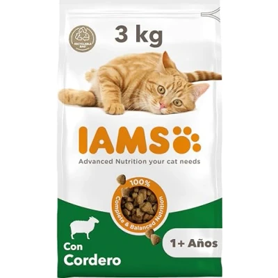 Imagen de IAMS Alimento seco para gatos con cordero, comida seca adultos de más 1 año, 3 kg