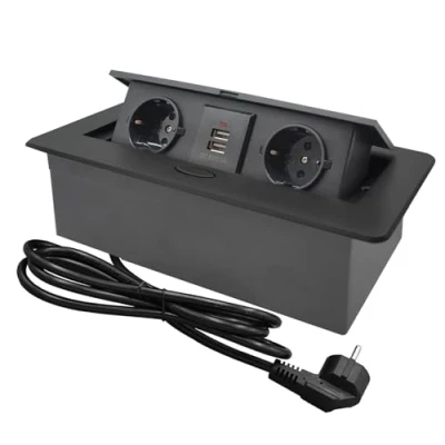 Imagen de CHENGPI Regleta de Enchufes,Enchufe Multiple Retractible para Escritorio con 2 Enchufes EU,Regletas Puertos USB Encimera, Cocina, Taller