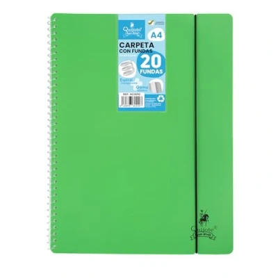 Imagen de Starplast Carpeta Con Fundas Espiral Flexible Organizadores, 20 fundas, Transparentes Lisas, A4, Tapa Plástico Resistente, Uso Escolar, Personal o de Oficina Color Verde.
