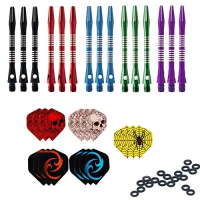 Imagen de Cañas para dardos ToBeIT de aluminio Dart Shaft, metal, puntas dardo blandas y acero, carbón