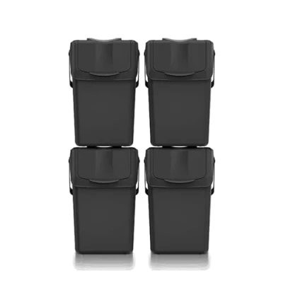 Imagen de Set de 4 cubos basura KEDEN SORTIBOX para reciclado, negro, 100L