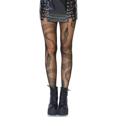 Imagen de Leg Avenue Snake Fishnet Tights Mallas de Red Serpiente, Negro, One Size (Pack of 1) para Mujer
