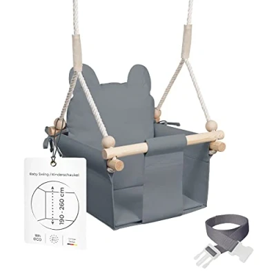 Imagen de MAMOI® Columpio Bebe + Cinturón de Seguridad 190 260cm Ajuste la Altura del Techo Columpios Infantiles Exterior Interior niños Madera Jardin 100% Eco