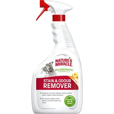 Imagen de Nature&#039;s Miracle Stain &amp; Odour Remover Gato, centra en la suciedad cotidiana, aroma a melón fresco, 946 ml