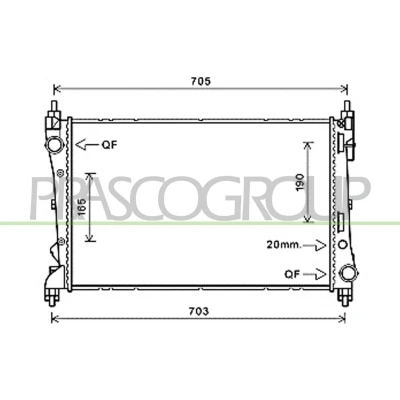 Imagen de PRASCO FT910R004 Radiador, refrigeración del motor Aluminio 620 388 16 Con acoplamientos rápidos Aletas soldadas