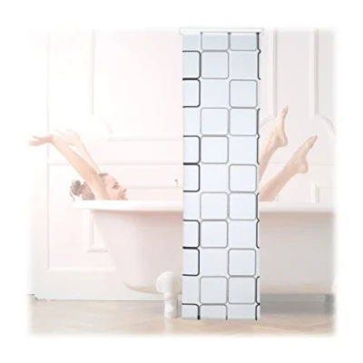 Imagen de Relaxdays Cortina de Ducha Square, A Cuadros, Soporte Techo, Semitransparente, 60x240 cm