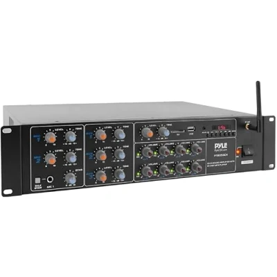 Imagen de Pyle Amplificador de Sonido, 4000W, Bluetooth, Inalambrico, Sistema Caja Receptor Estereo, para el hogar, 8 Canales, RCA, USB, AUX, Altavoces, PA, Teatro, Estudio, Escenario