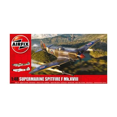 Imagen de Airfix Model Set, A05140 Supermarine Spitfire F MK.XVIII Building Kit, Kits de avión Modelo plástico para Adultos y niños Mayores 8 años, el Juego Incluye bebederos calcomanías