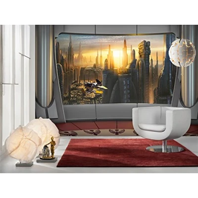 Imagen de Komar Papel pintado Star Wars Coruscant View, vinilo, multicolor, 368 x 0,2 254 cm