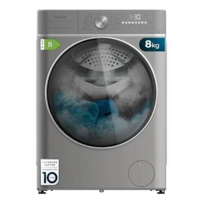 Imagen de Cecotec Lavadora Secadora 8 5Kg Carga Frontal Bolero Wash&amp;Dry 8580 Inverter Steel B. 1400 rpm, 16 Programas, Motor Plus, SteamMax, OnSmart, Fuzzy Logic, SpaCare y Detector de