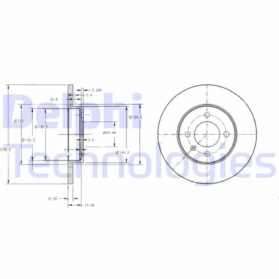 Imagen de DELPHI BG2454 Disco de freno 256 13 4 macizo aceitado sin procesar cojinete rueda, anillo sensor ABS VOLKSWAGEN: GOLF 3, Passat B5 Berlina
